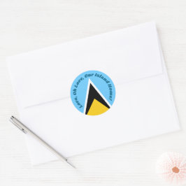 Ons eiland thuis | De vlag van St. Lucia met de an Ronde Sticker