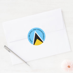 Ons eiland thuis De vlag van St. Lucia met de an Ronde Sticker