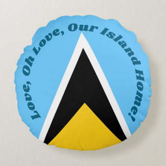 Ons Eiland Thuis | Saint Lucia Vlag Anthem Zin Rond Kussen