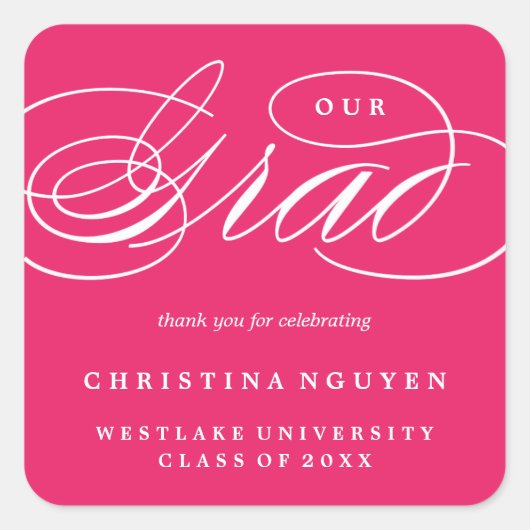 ONS ELEGANTE SCRIPT AFSTUDEERDER | DANK U STICKER (Voorkant)