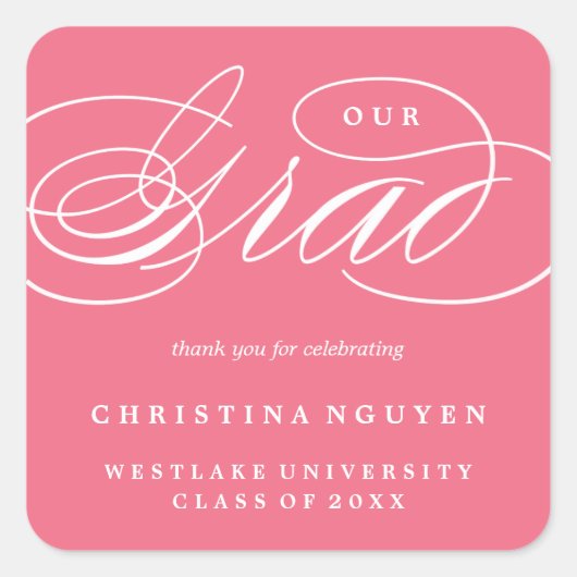 ONS ELEGANTE SCRIPT AFSTUDEERDER | DANK U STICKER (Voorkant)