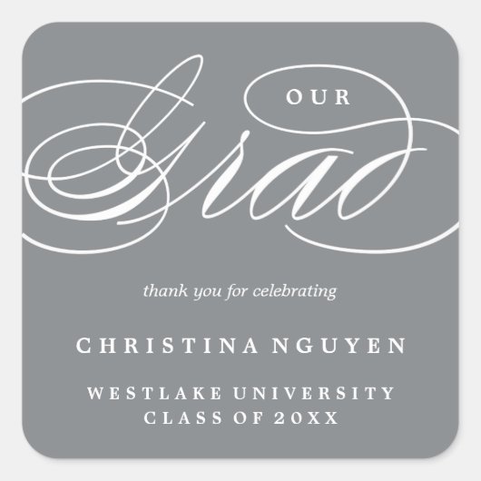ONS ELEGANTE SCRIPT AFSTUDEERDER | DANK U STICKER (Voorkant)