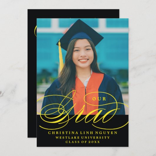 ONS ELEGANTE SCRIPT AFSTUDEERDER | UITNODIGING VOO (Voorkant / Achterkant)