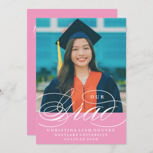 ONS ELEGANTE SCRIPT AFSTUDEERDER | UITNODIGING VOO (Voorkant / Achterkant)