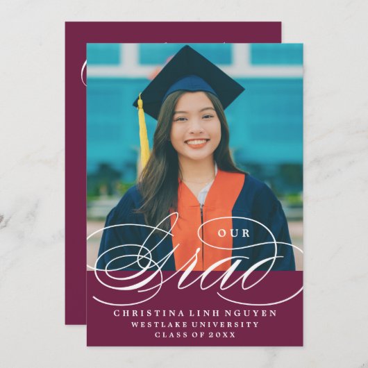 ONS ELEGANTE SCRIPT AFSTUDEERDER | UITNODIGING VOO (Voorkant / Achterkant)