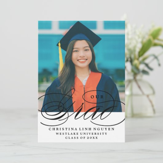 ONS ELEGANTE SCRIPT AFSTUDEERDER | UITNODIGING VOO (Staand voorkant)