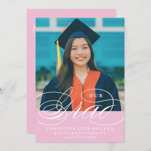 ONS ELEGANTE SCRIPT AFSTUDEERDER | UITNODIGING VOO (Voorkant / Achterkant)