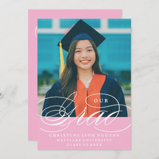 ONS ELEGANTE SCRIPT AFSTUDEERDER | UITNODIGING VOO (Voorkant / Achterkant)