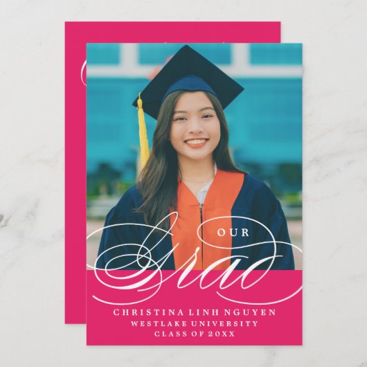 ONS ELEGANTE SCRIPT AFSTUDEERDER | UITNODIGING VOO (Voorkant / Achterkant)