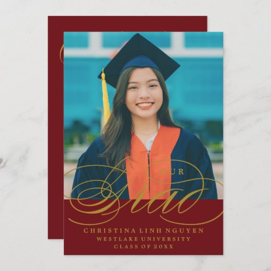 ONS ELEGANTE SCRIPT AFSTUDEERDER | UITNODIGING VOO (Voorkant / Achterkant)