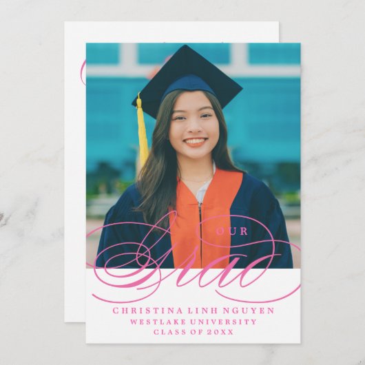 ONS ELEGANTE SCRIPT AFSTUDEERDER | UITNODIGING VOO (Voorkant / Achterkant)