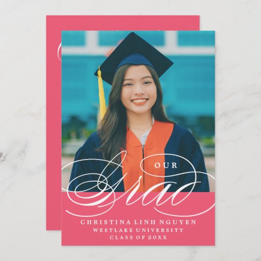 ONS ELEGANTE SCRIPT AFSTUDEERDER | UITNODIGING VOO (Voorkant / Achterkant)