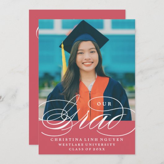 ONS ELEGANTE SCRIPT AFSTUDEERDER | UITNODIGING VOO (Voorkant / Achterkant)