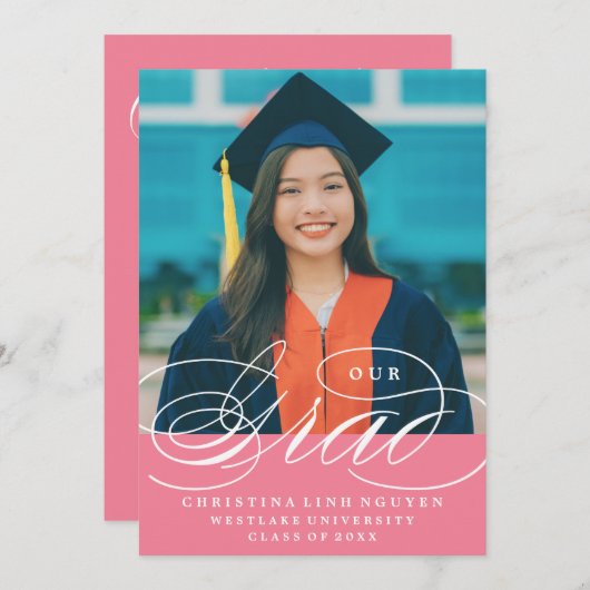 ONS ELEGANTE SCRIPT AFSTUDEERDER | UITNODIGING VOO (Voorkant / Achterkant)