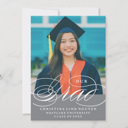 ONS ELEGANTE SCRIPT AFSTUDEERDER | UITNODIGING VOO (Voorkant)