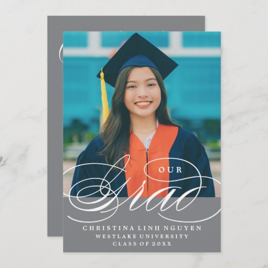 ONS ELEGANTE SCRIPT AFSTUDEERDER | UITNODIGING VOO (Voorkant / Achterkant)