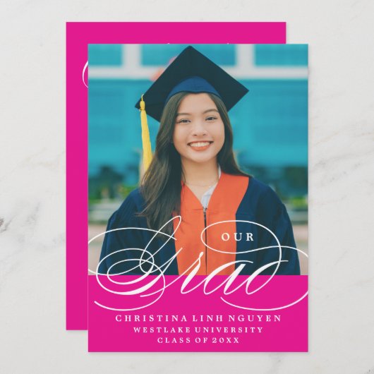 ONS ELEGANTE SCRIPT AFSTUDEERDER | UITNODIGING VOO (Voorkant / Achterkant)