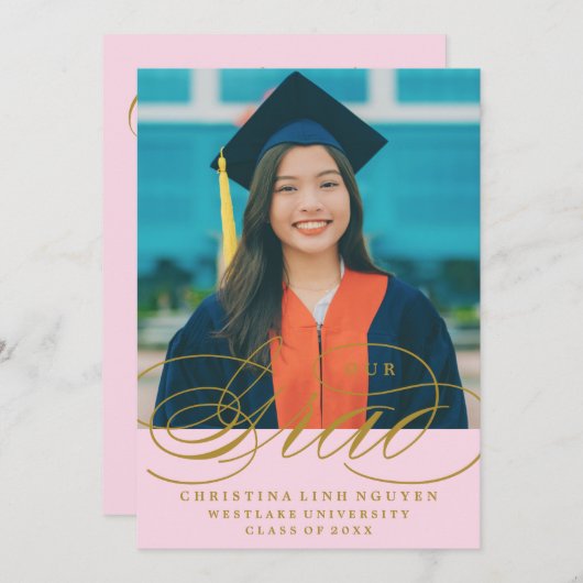 ONS ELEGANTE SCRIPT AFSTUDEERDER | UITNODIGING VOO (Voorkant / Achterkant)