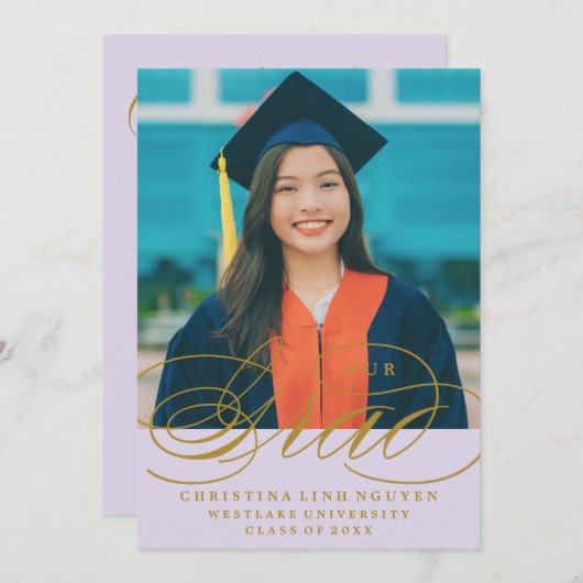 ONS ELEGANTE SCRIPT AFSTUDEERDER | UITNODIGING VOO (Voorkant / Achterkant)