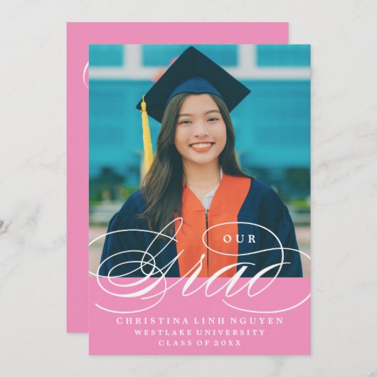 ONS ELEGANTE SCRIPT AFSTUDEERDER | UITNODIGING VOO (Voorkant / Achterkant)