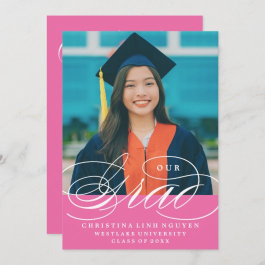 ONS ELEGANTE SCRIPT AFSTUDEERDER | UITNODIGING VOO (Voorkant / Achterkant)