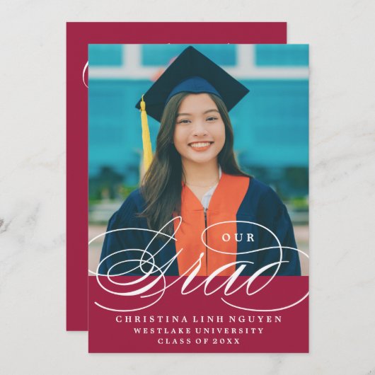 ONS ELEGANTE SCRIPT AFSTUDEERDER | UITNODIGING VOO (Voorkant / Achterkant)