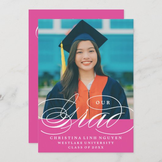 ONS ELEGANTE SCRIPT AFSTUDEERDER | UITNODIGING VOO (Voorkant / Achterkant)