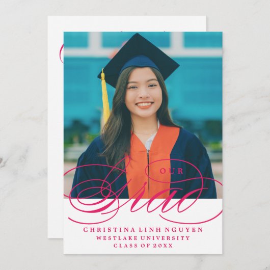 ONS ELEGANTE SCRIPT AFSTUDEERDER | UITNODIGING VOO (Voorkant / Achterkant)