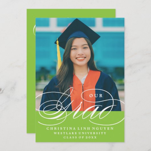 ONS ELEGANTE SCRIPT AFSTUDEERDER | UITNODIGING VOO (Voorkant / Achterkant)