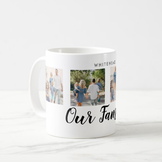 Ons Familie 4 Foto Aangepaste Bericht Koffiemok (Voorkant links)