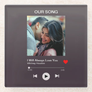 Ons favoriete lied - Aangepaste foto Glazen Onderzetter
