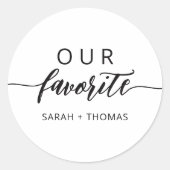 Ons favoriete moderne kalligrafie geschenk ronde sticker (Voorkant)