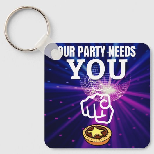 Ons feest heeft je nodig - gehakt taarten sleutelhanger (Voorkant)