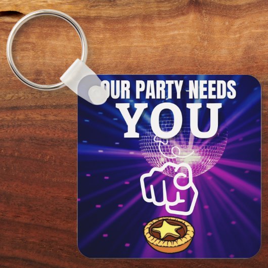 Ons feest heeft je nodig - gehakt taarten sleutelhanger (Voorkant)