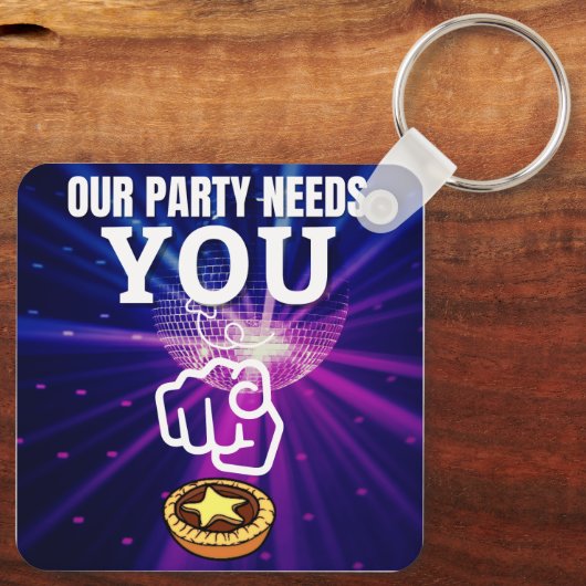 Ons feest heeft je nodig - gehakt taarten sleutelhanger (Achterkant)