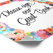 Ons gastboek ondertekenen - bloemprint poster (Hoek)