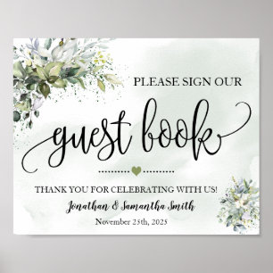 Ons gastboek ondertekenen trouw eucalyptus succule poster