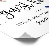 Ons gastenuithangbord voor bruiloft in navy en bur poster (Hoek)