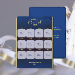 Ons Gezegende Jaar Plat Vakantie Fotokaart Feestdagenkaart