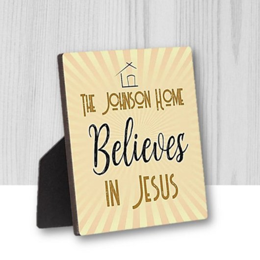 Ons gezin gelooft in Jezus Fotoplaat