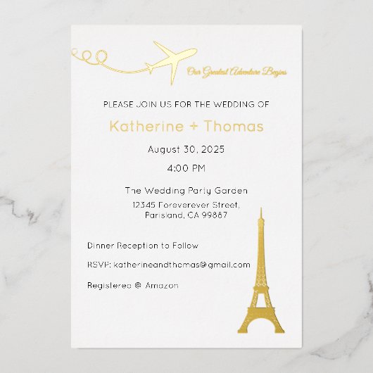 Ons grootste avontuur begint in Parijs Folie Uitnodiging (Voorkant)