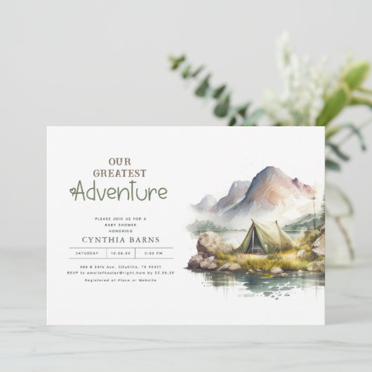 Ons grootste avontuur bergt Wilde Baby shower Kaart (Staand voorkant)