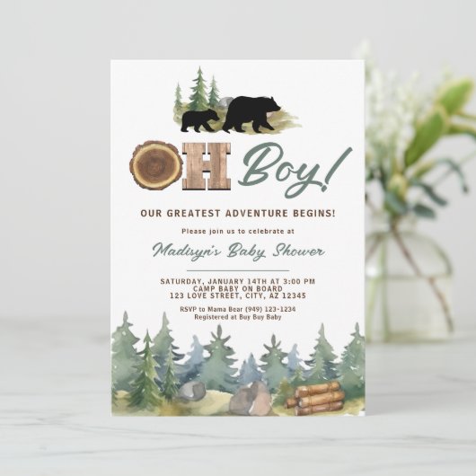 Ons Grootste Avontuur Mama Beer Babyshower Kaart (Staand voorkant)