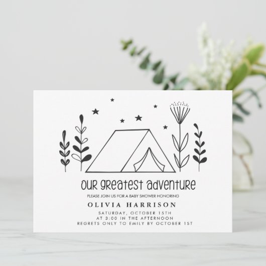 Ons grootste avontuurlijk Baby shower Kaart (Staand voorkant)