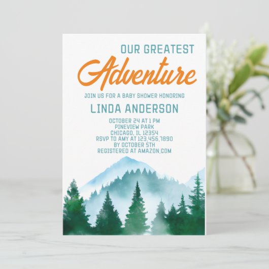 Ons grootste avontuurlijk Baby shower Kaart (Staand voorkant)
