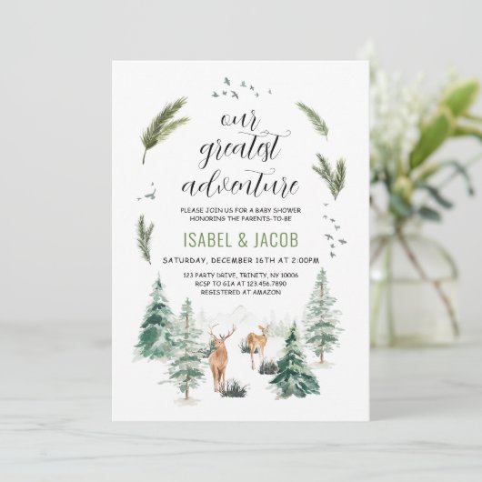 Ons grootste avontuurlijk Baby shower Kaart (Staand voorkant)