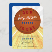Ons grote Man is één Basketball Theme 1e verjaarda Kaart (Voorkant / Achterkant)