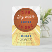 Ons grote Man is één Basketball Theme 1e verjaarda Kaart (Staand voorkant)