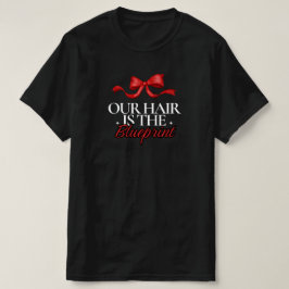 "Ons haar is het bouwplan" Zwarte haar rode strik T-shirt