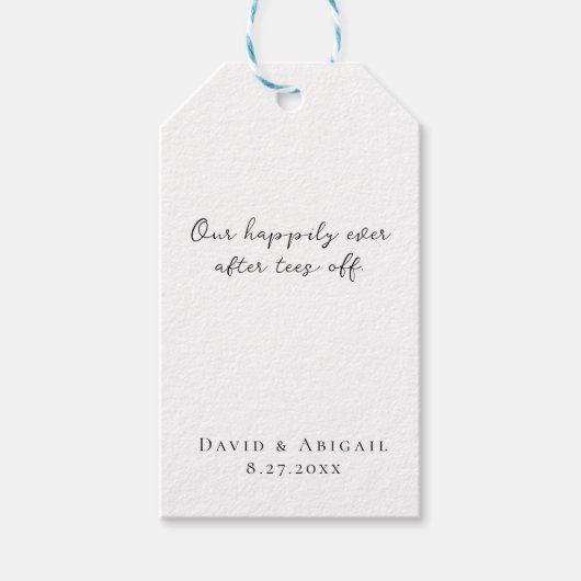 'Ons 'Happily Ever After' begint te golfen' Huweli Cadeaulabel (Voorkant)